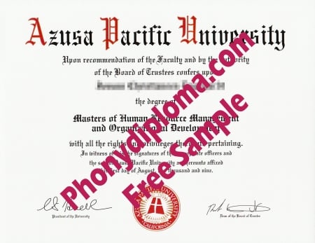 Usa California Azusa Pacific University Free Sample From Phonydiploma · United States
