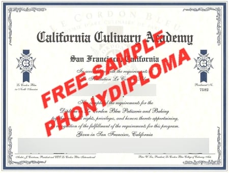Usa California Culinary Academy Free Sample From Phonydiploma · United States