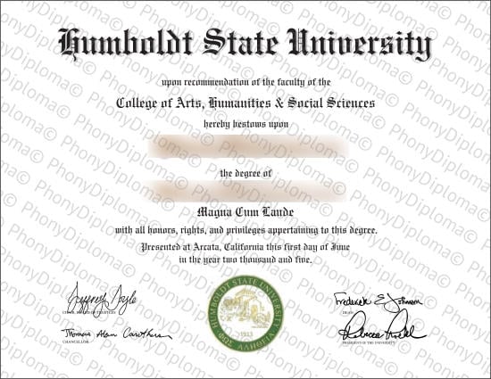 Usa California Humboldt State University Free Sample From Phonydiploma · United States