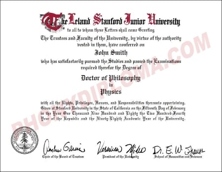 Usa California Leland Stanford University Free Sample From Phonydiploma · United States