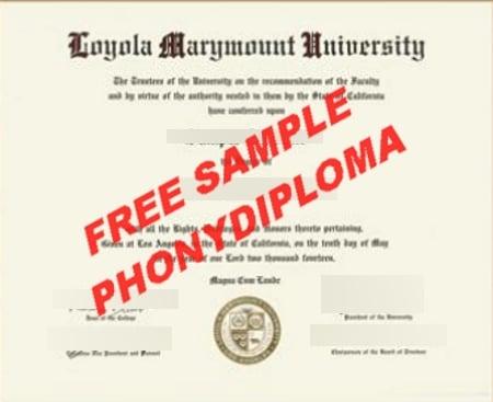 Usa California Loyola Marymount 2 Free Sample From Phonydiploma · United States