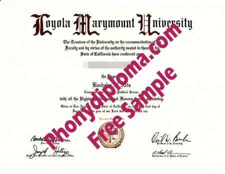 Usa California Loyola Marymount Free Sample From Phonydiploma · United States