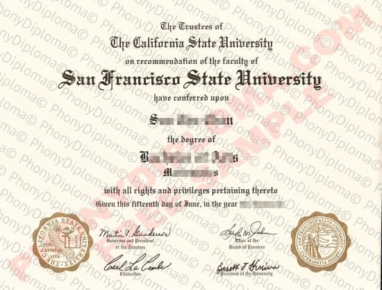 Usa California San Francisco State University Free Sample From Phonydiploma · United States