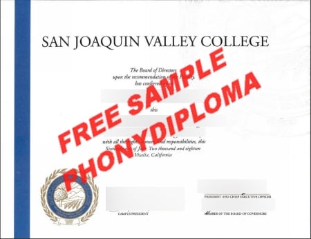 Usa California San Joaquin Valley College Free Sample From Phonydiploma · United States