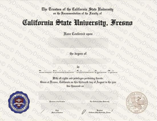Usa California State University Fresno Free Sample From Phonydiploma · United States