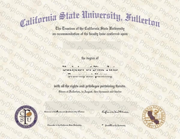 Usa California State University Fullerton Free Sample From Phonydiploma · United States