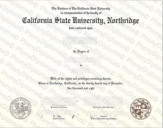 Usa California State University Northridge Free Sample From Phonydiploma · United States