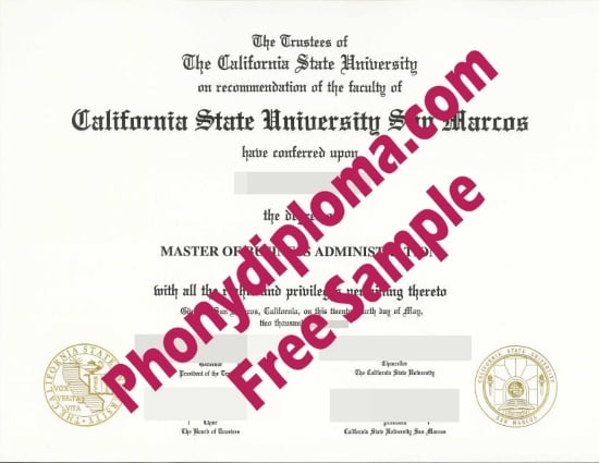 Usa California State University San Marcos Free Sample From Phonydiploma · United States