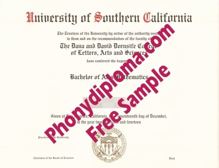 Usa California Usc University Of Southern California Free Sample From Phonydiploma · United States