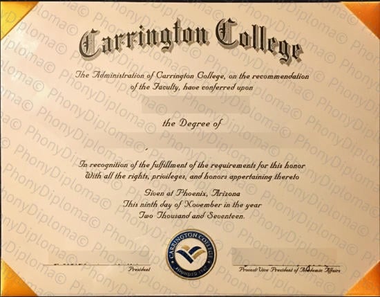 Usa Carrington College California Free Sample From Phonydiploma · United States
