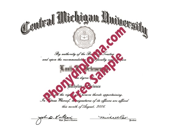 Usa Central Michigan University Free Sample From Phonydiploma · United States