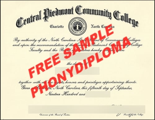 Usa Central Piedmont Community College Free Sample From Phonydiploma · United States