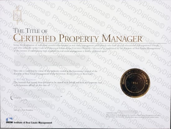 Usa Certified Property Manager Free Sample From Phonydiploma · United States