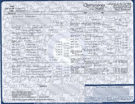 Usa Chattanooga State Community College Actual Match Transcript Phonydiploma · United States