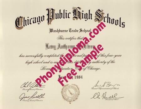 Usa Chicago Public High Schools High School Diploma Free Sample From Phonydiploma · United States