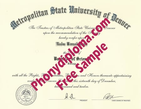 Usa Colorado Metropolitan State University Of Denver 2 Free Sample From Phonydiploma · United States