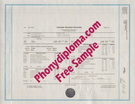 Usa Colorado Technical University Actual Match Trans Free Sample From Phonydiploma · United States