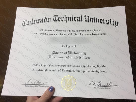 Usa Colorado Technical University Photo Free Sample From Phonydiploma · United States