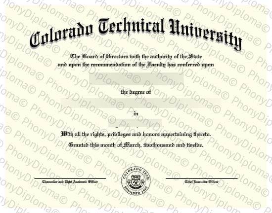 Usa Colorado Technical University Free Sample From Phonydiploma · United States