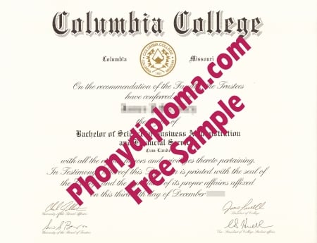 Usa Columbia College Missouri And California Free Sample From Phonydiploma · United States