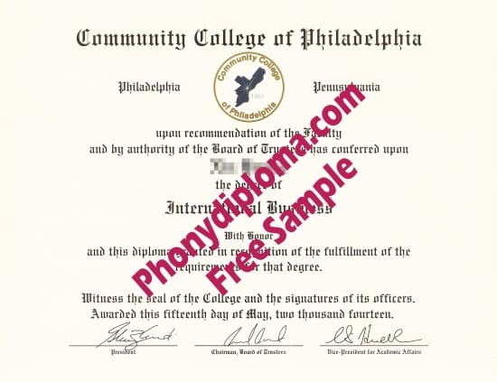 Usa Community College Of Philadelphia Free Sample From Phonydiploma · United States