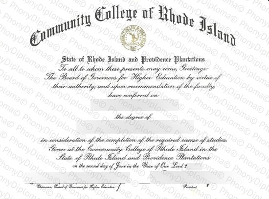 Usa Community College Of Rhode Island Free Sample From Phonydiploma · United States
