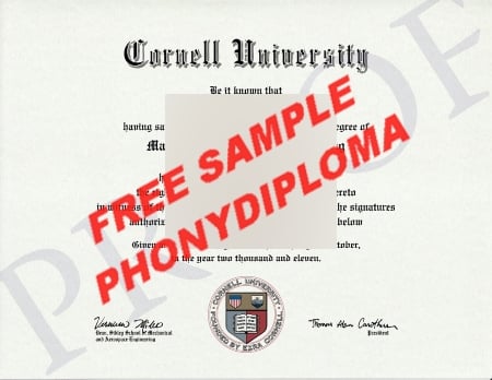 Usa Cornell University Free Sample From Phonydiploma · United States