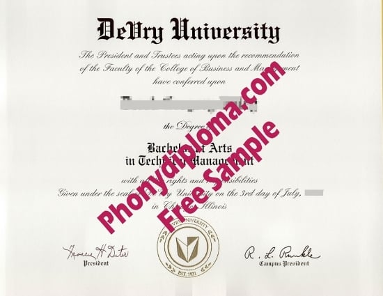 Usa Devry University De Vry Free Sample From Phonydiploma · United States