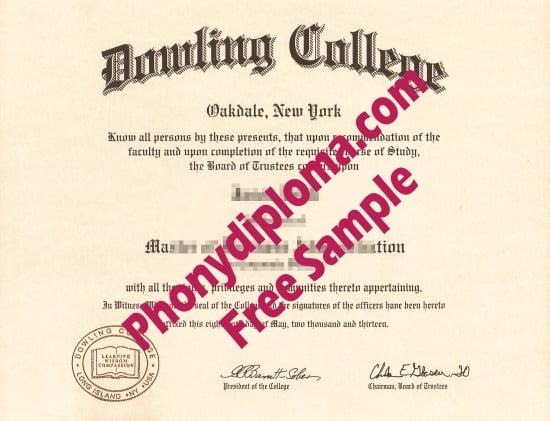 Usa Dowling College Diploma Free Sample From Phonydiploma · United States