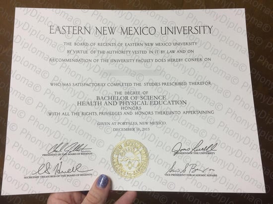 Usa Eastern New Mexico University Free Sample From Phonydiploma · United States