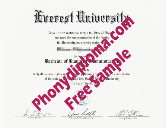 Usa Everest University Free Sample From Phonydiploma · United States