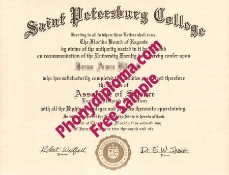 Usa Florida Saint Petersburg College Free Sample From Phonydiploma · United States