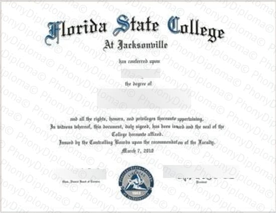Usa Florida State College At Jacksonville Free Sample From Phonydiploma · United States