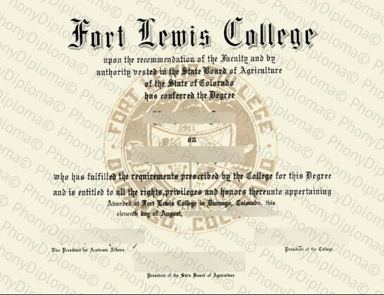 Usa Fort Lewis College Free Sample From Phonydiploma · United States