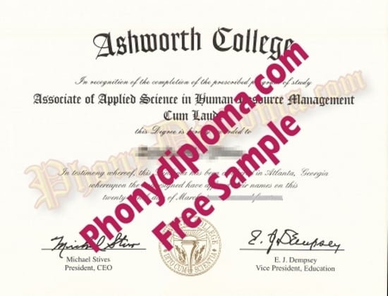Usa Georgia Ashworth College Free Sample From Phonydiploma · United States