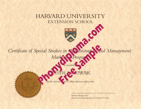 Usa Harvard University Extension 2 Free Sample From Phonydiploma · United States