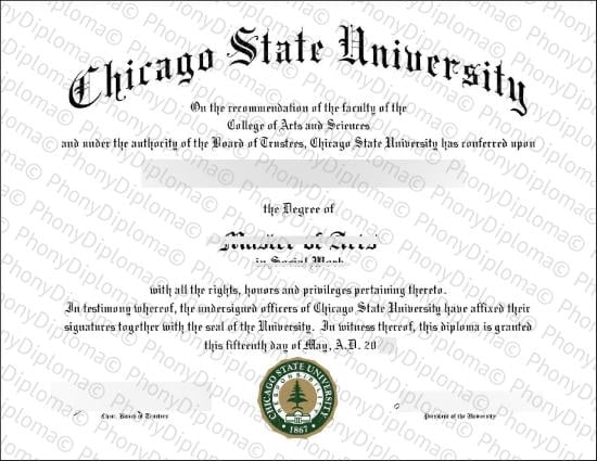 Usa Illinois Chicago State University Free Sample From Phonydiploma · United States