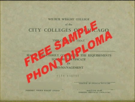 Usa Illinois City College Of Chicago Any Campus Fake Diploma Sample · United States