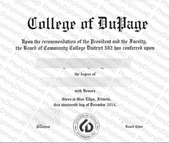 Usa Illinois College Of Dupage Free Sample From Phonydiploma · United States