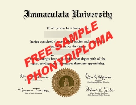 Usa Immaculata University Free Sample From Phonydiploma · United States