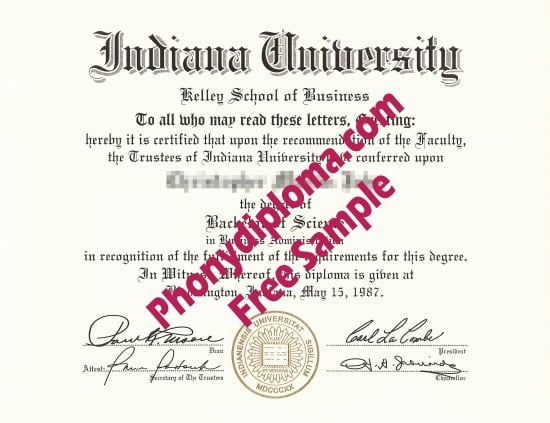Usa Indiana University Kelley School Of Business Free Sample From Phonydiploma · United States