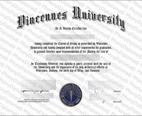 Usa Indiana Vincennes University Free Sample From Phonydiploma · United States
