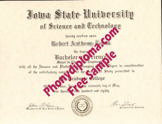 Usa Iowa State University Free Sample From Phonydiploma · United States