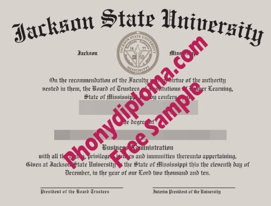 Usa Jackson State University Free Sample From Phonydiploma · United States