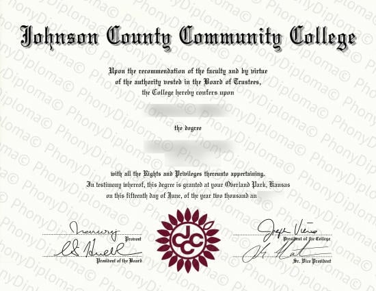 Usa Johnson County Community College Free Sample From Phonydiploma · United States