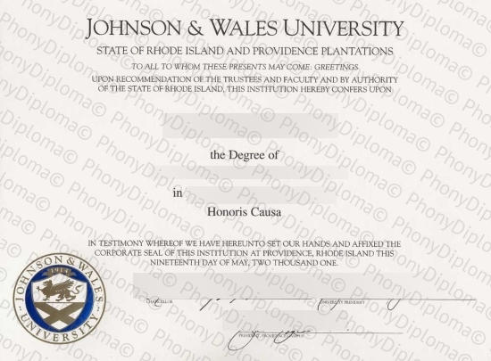 Usa Johnson & Wales University Free Sample From Phonydiploma · United States