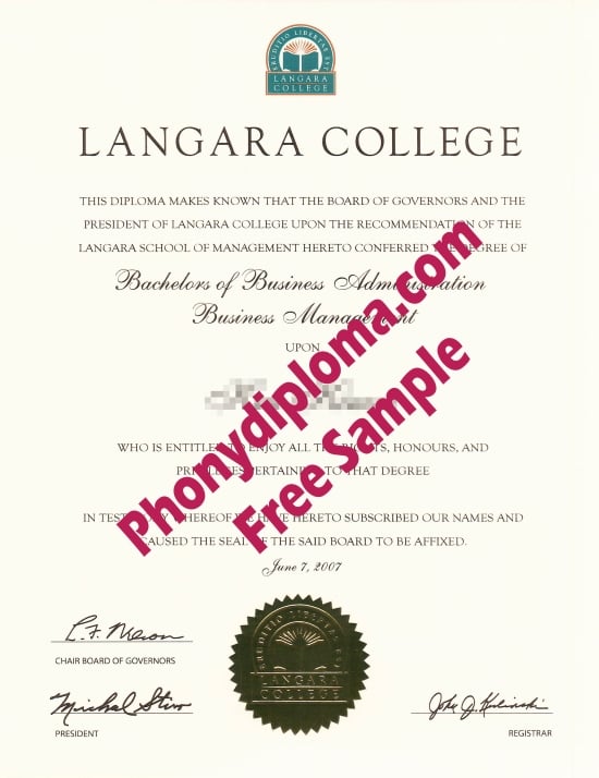 Usa Langara College Scan Free Sample From Phonydiploma · United States