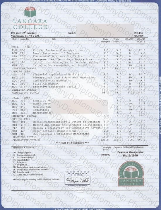 Usa Langara College Transcripts House Design Free Sample From Phonydiploma · United States
