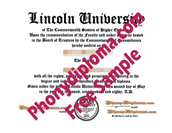 Usa Lincoln University Free Sample From Phonydiploma · United States