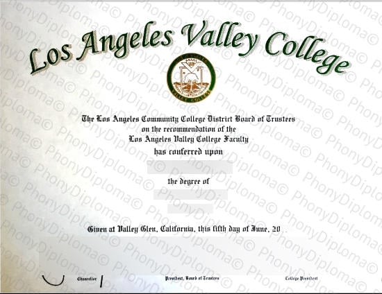 Usa Los Angeles Valley College Free Sample From Phonydiploma · United States